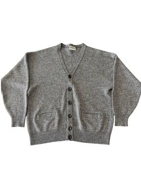 Vintage Moore's Gray V-Neck Button Grandpa Cardigan Sweater (XL)